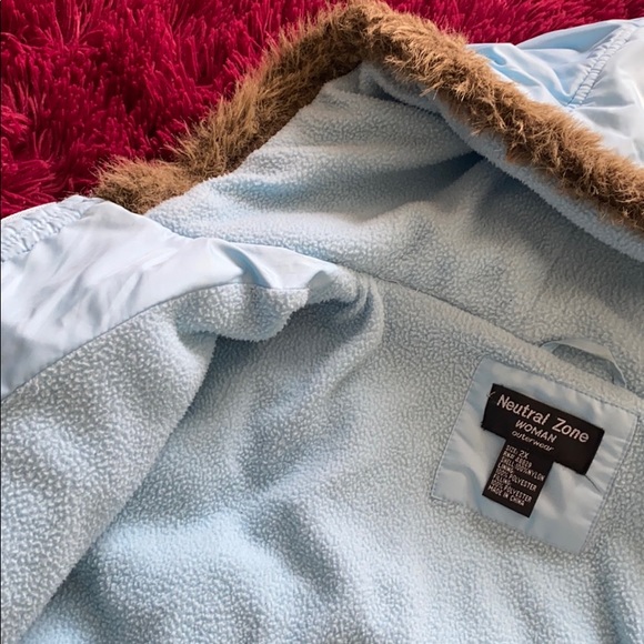 Sky Blue Parka puffer coat - Picture 6 of 14